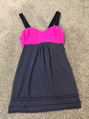 lululemon athletica Pink and Charcoal Built-in Bra Tank